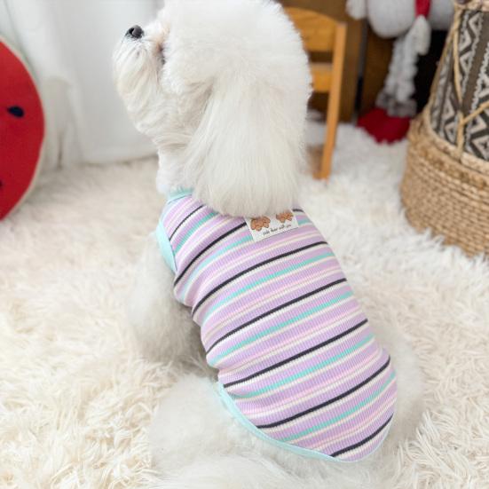 Cotton Ribbed Knit Dog Vest for Small Breeds Summer Sleeveless Striped Puppy Shirt Soft Breathable Pet Outfits