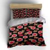 Red Floral Black Bedding Set Bedding Duvet Cover Set Duvet Cover Pillowcases (1 * Duvet Cover 2 * Pillowcases, without duvet insert)
