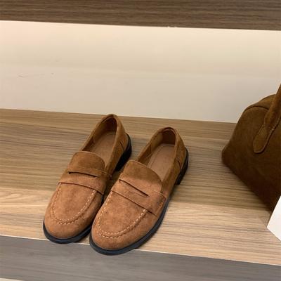 Mocassins noirs à talons épais français chaussures simples chaussures pour femmes 2025 nouveau printemps et automne chaussures en cuir style britannique à un pied