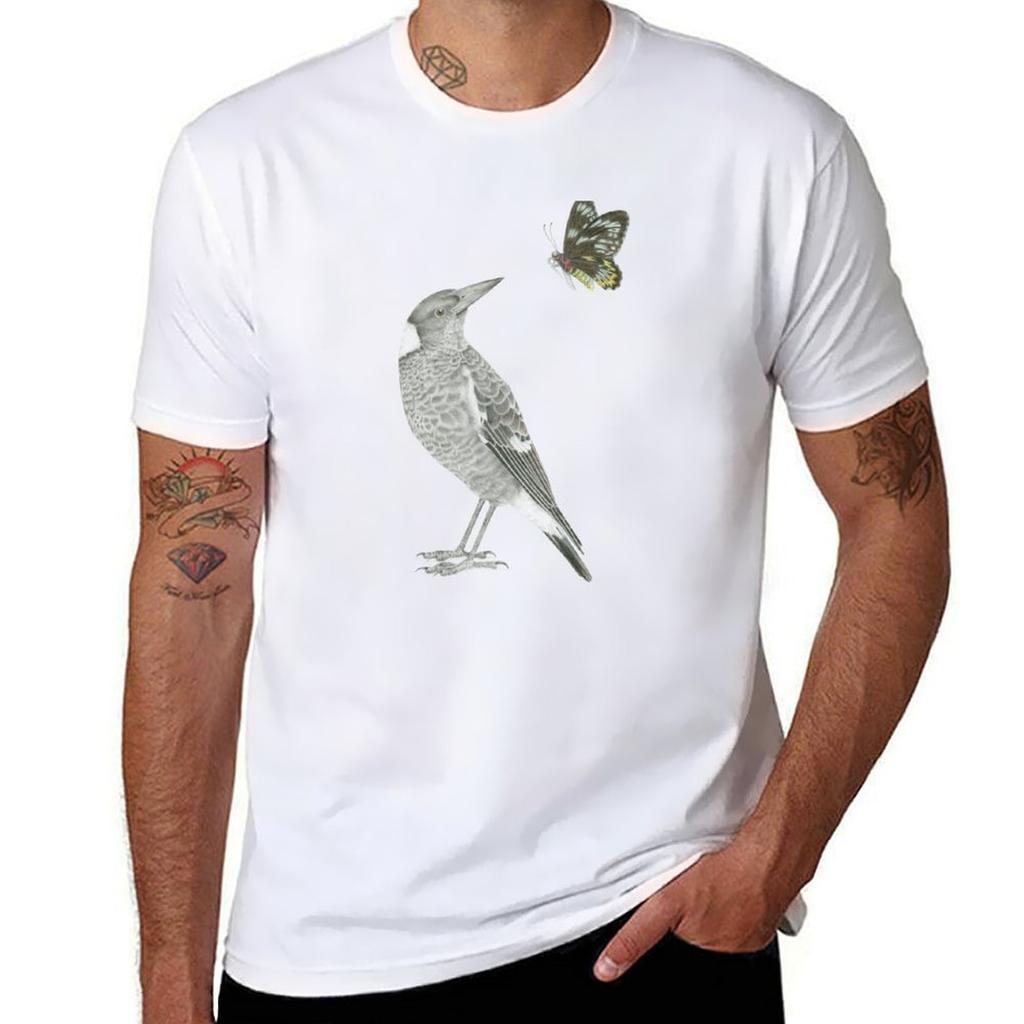Magpie And Birdwing Butterfly Tshirt Plus Size Short Sleeve Tshirt
