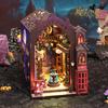 Jiate DIY Miniature House Magic Alley 3D Puzzle Book Nook Kit Model Building Birthday Gift