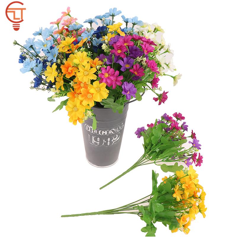 1 Bouquet 7 Branch 28 Heads Cute Silk Daisy Artificial Flower DIY Wedding Party Flower Bouquet Home Decoration Fake Daisy Flower