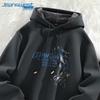 Jeanswest Men's Whale Blue Star Print Plush Lined Winter Hoodie