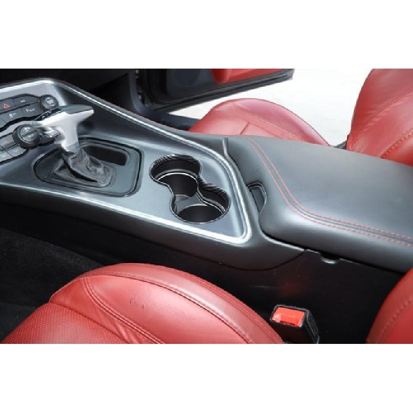 Kohlefaser Front-Gangschaltungs-Becherhalter-Rahmenring-Zierleiste für Dodge Challenger 2015-23
