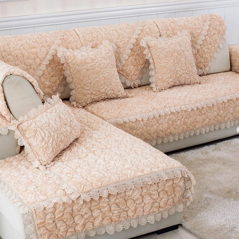 Winter sofa cushion, simple modern sofa cover, flannel European fabric non-slip cushion, plush padded sofa towel