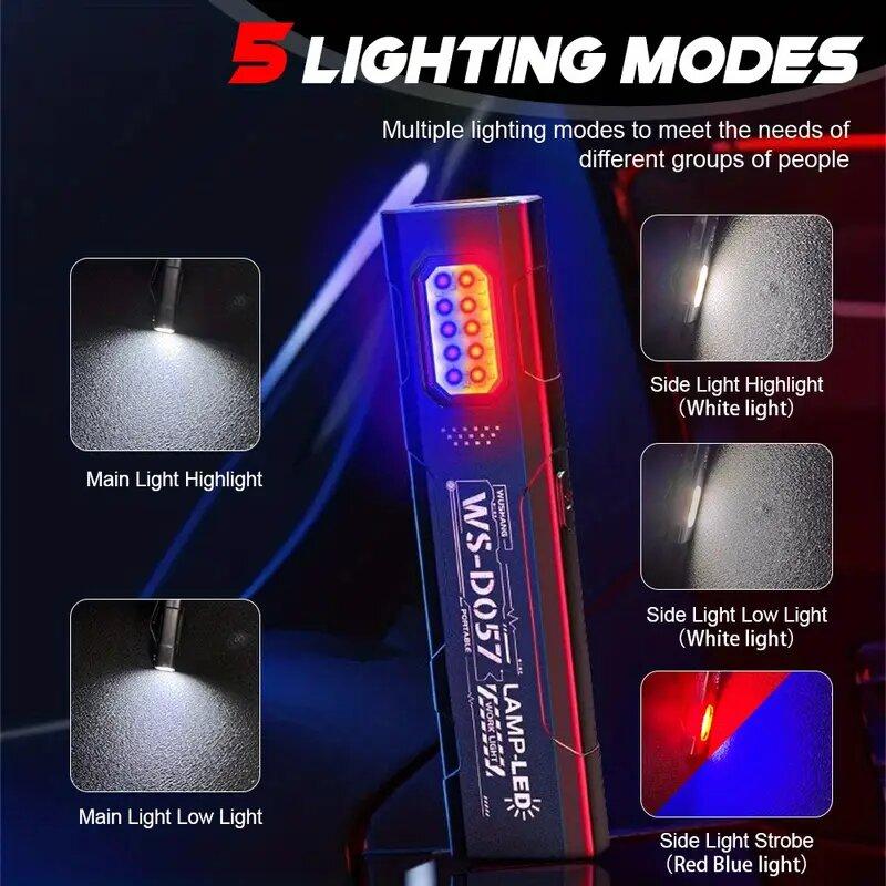 Mini LED Keychain Flashlight Rechargeable EDC Torch with Pen Clip COB Pocket Lantern Work Light with Magnet for Outdoor Camping