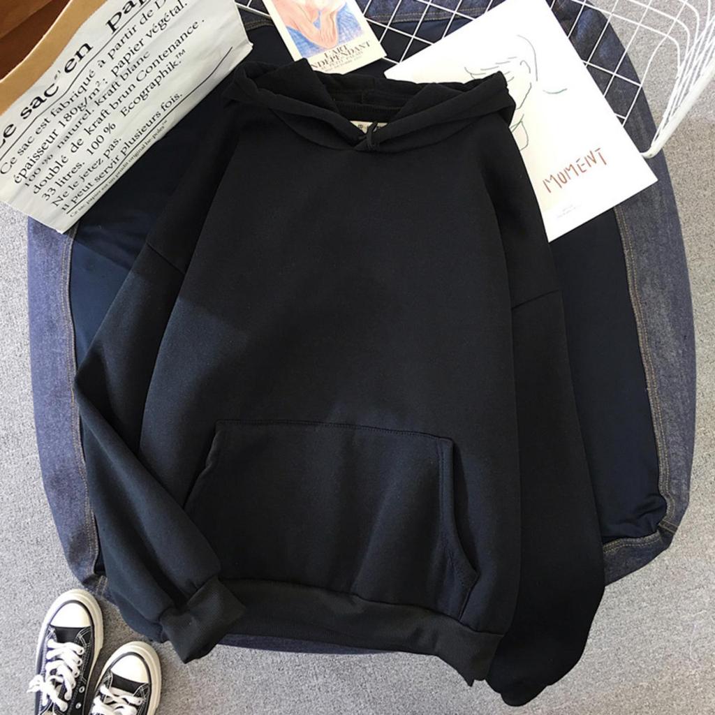 Women's Loose Solid Color Hooded Sweatshirt Jacket