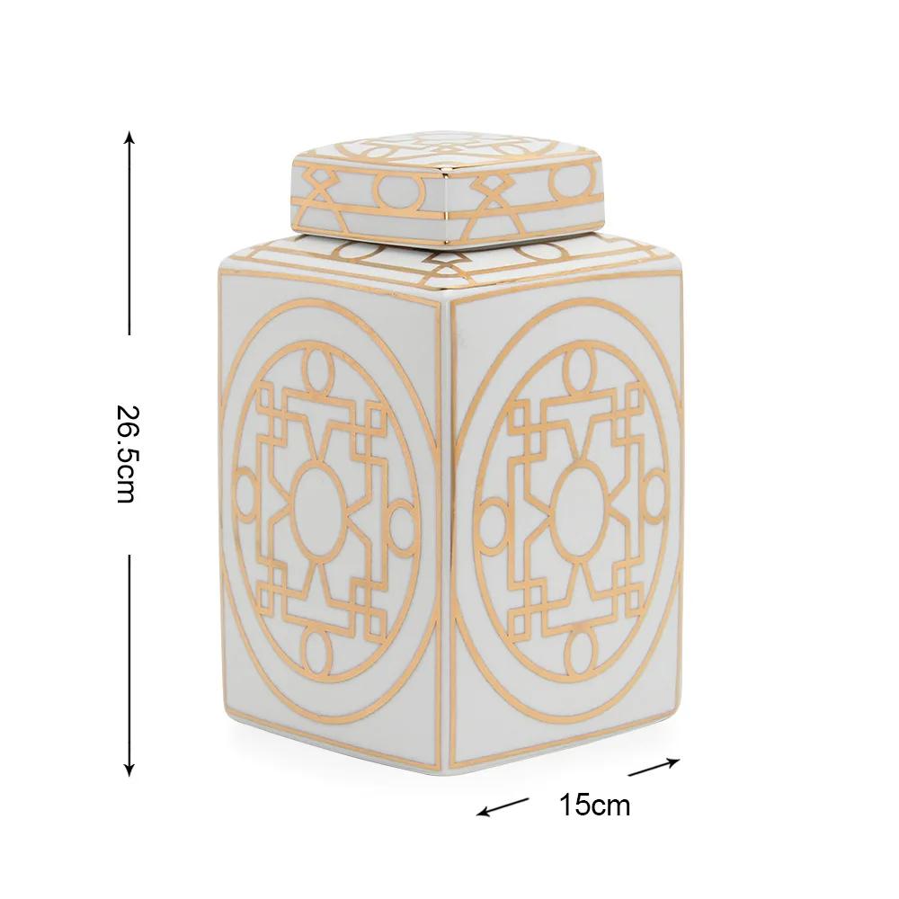 Gold Grain Ceramic Cylinder Tank Airtight Storage Jar General Jar Vase Tissue Box Ceramic Handicraft Ornaments Vintage Bottle
