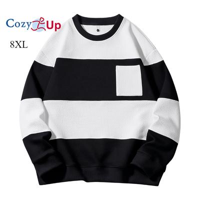 Cozy Up Herren-Sweatshirt mit Farbblock-Muster, Rundhalsausschnitt, langärmelig, lässig, gerippt, Patchwork, Herbstoberteile