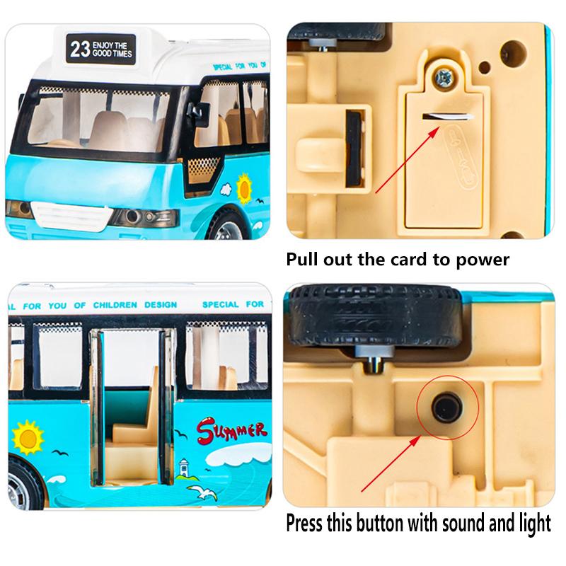 School Bus Toys Cars Die Cast Little Cars City Bus with Sound and Light Up Friction Powered Cars Play Toys Gift for Kids