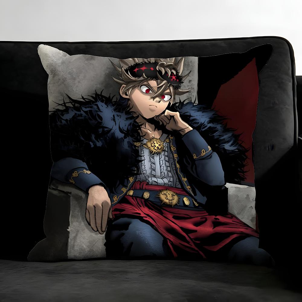 B-Black C-Clover Anime Cushion Cover Pillowcase Ultra Soft Skin Friendly Fabric Cloud Like Comfort & Concealed Zipper