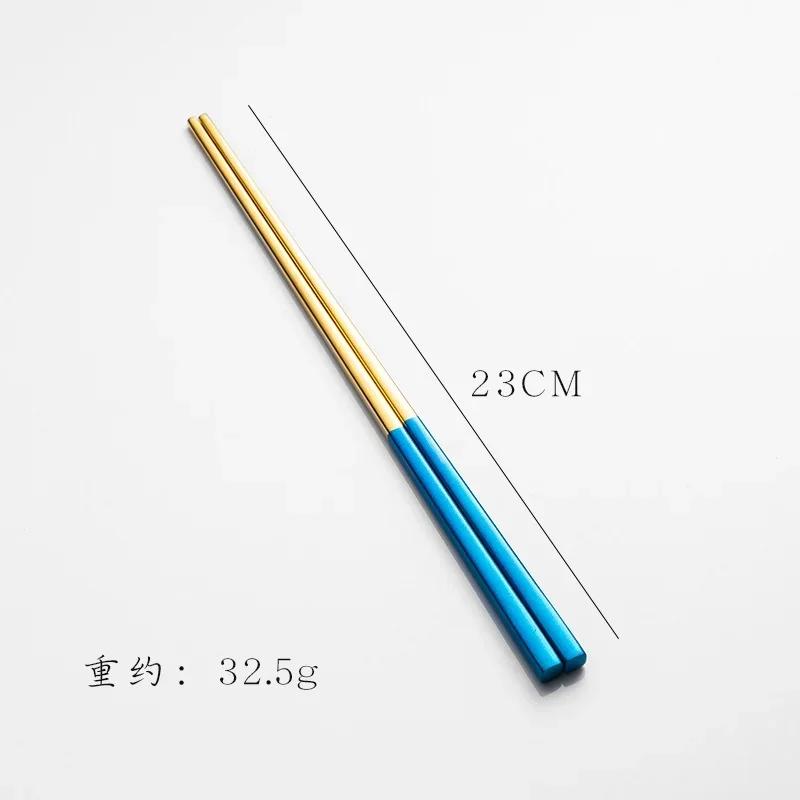 Hochwertige 304 Edelstahl Quadratische Essstäbchen Titan Gold Rose Sushi Bunt Chinesisch Japanisch