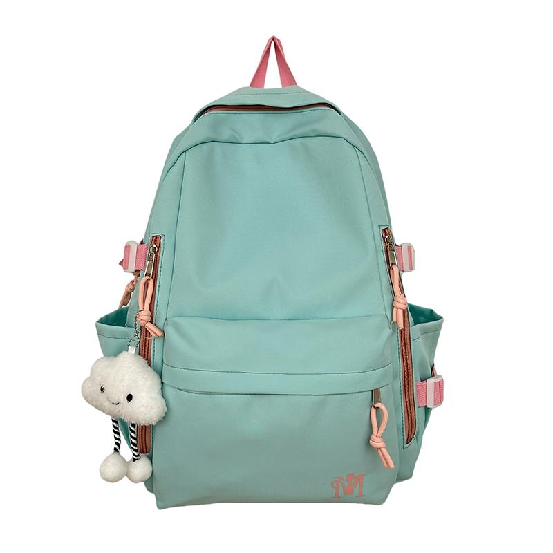 Студенческая школьная сумка женская большая вместительная сумка для книг в стиле цветных блоков небесно-голубой