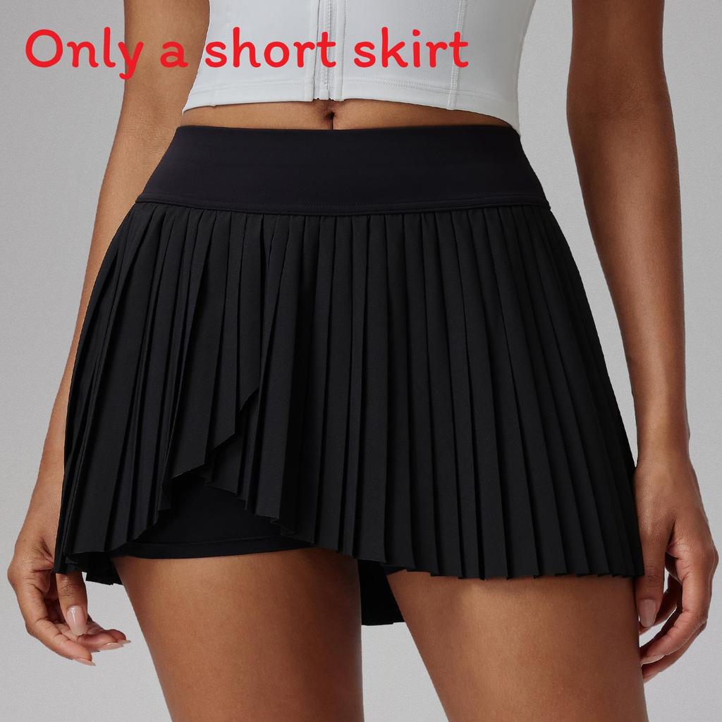 Athletic Tennis Skirt For Women With Polyester Fabric For Summer Sports And Fitness Black,S