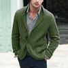 Men's Chunky Knit Cardigan with Cable Stitch Detail, Four-Button Front, Available In Multiple Colors
