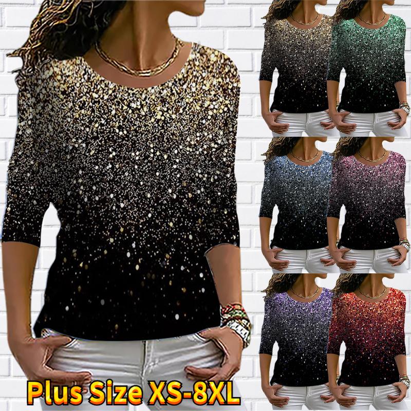 

Женские футболки Starpoint с 3D принтом, женские топы, пуловер с длинным рукавом и круглым вырезом, женские футболки, футболка для женщин XS золотой