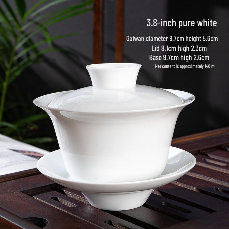 Chaozhou Blue and White Porcelain Gongfu Tea Set: Gaiwan, Mini Tea Cup, and Bowl