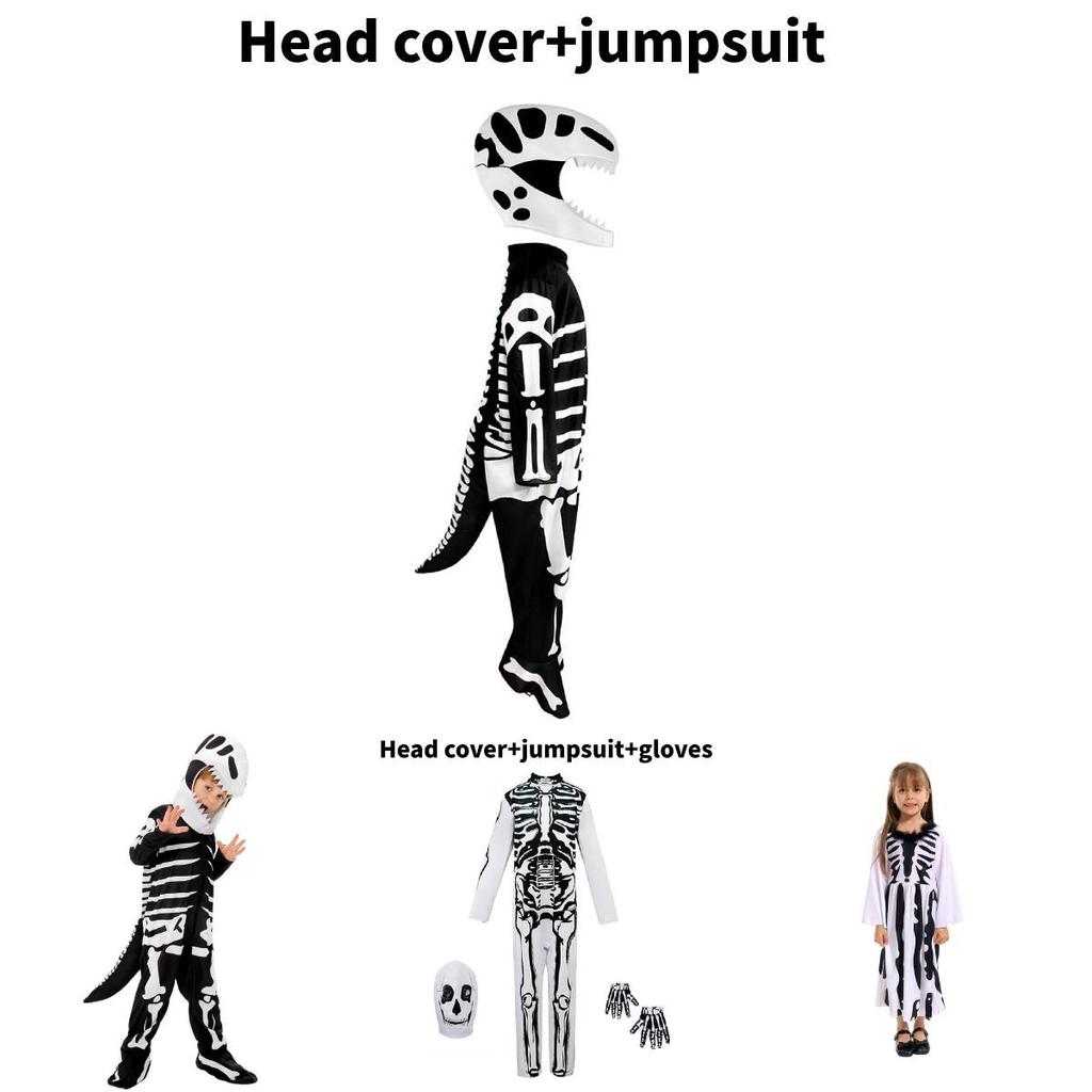 Halloween Skeleton Dinosaur Children Cosplay Outfit For Kids Stage And Event