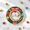 Christmas Holiday Crochet Wreath Feature Bells Handcrafted Durable Yarn Ornament For Indoor Outdoors Seasonal Decors