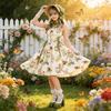 1950s Audrey Hepburn Style French Dress With Floral Print For Casual Daily Wear