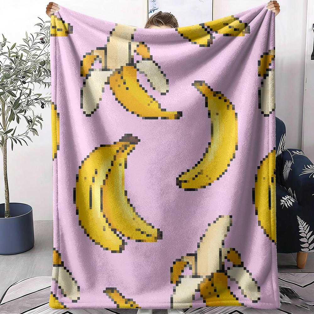 Pixel Art Throw Soft Flannel AC Blanket Lightweight Summer Nap Throw Cozy Blanket for Sofa Bed Travel Home