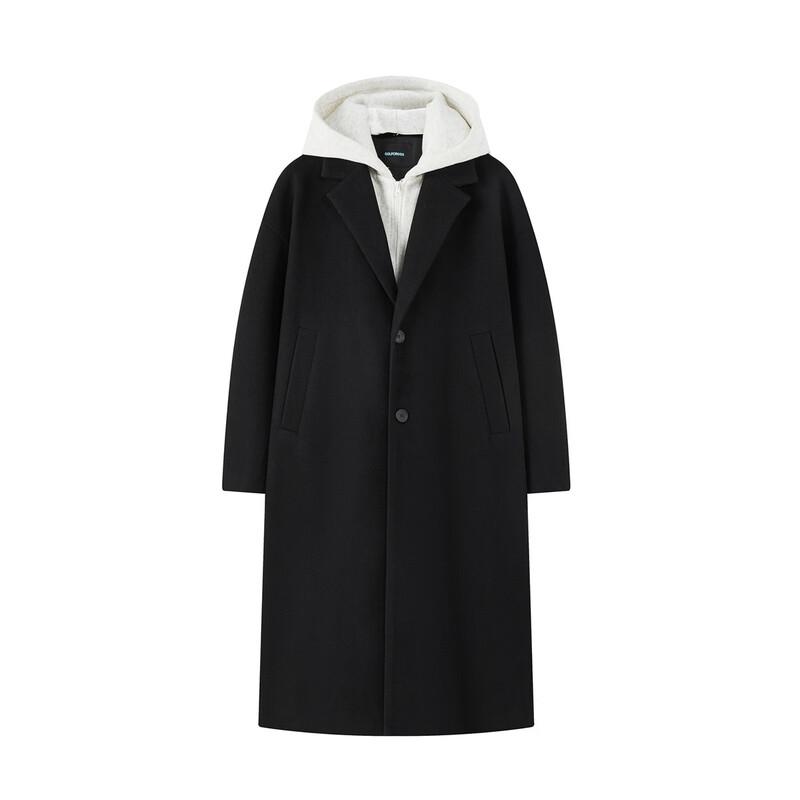 GOLFCROSS Unisex Faux Two-Piece Hooded Long Windbreaker Coat