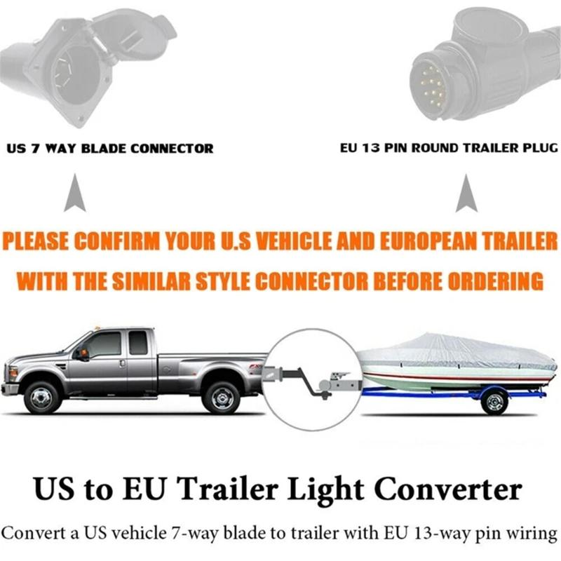 Multifunctional 7 Pin To 13 Pin Trailer Connector Converter for Enhanced Driving Safety Brake And Tail Light Connection