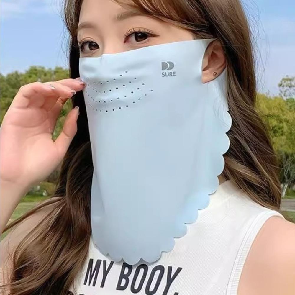 Solid Color Ice Silk Mask Summer Face Scarves Neck Wrap Cover Breathable Sunscreen Mask  Cycling