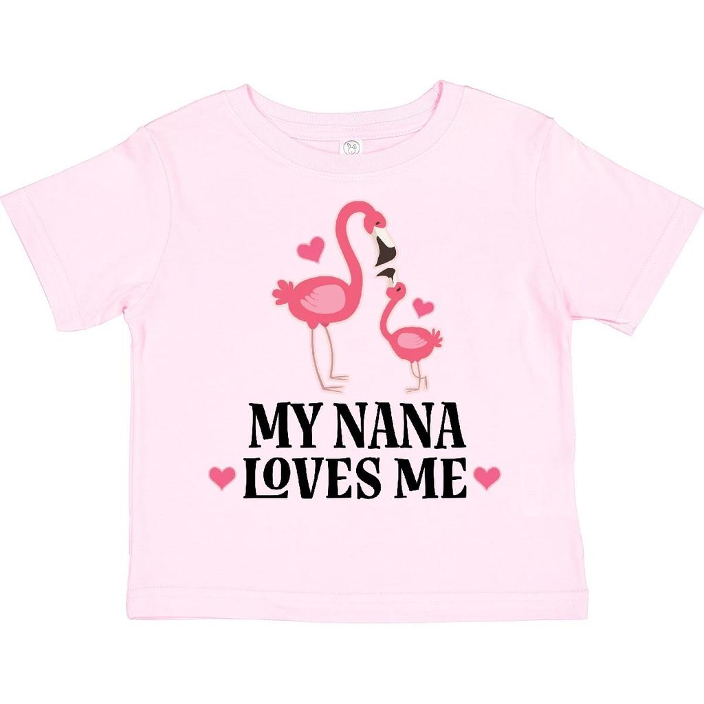 Inktastic Nana Loves Me Girl Flamingo Toddler T-Shirt Grandchild Grandkids Cute