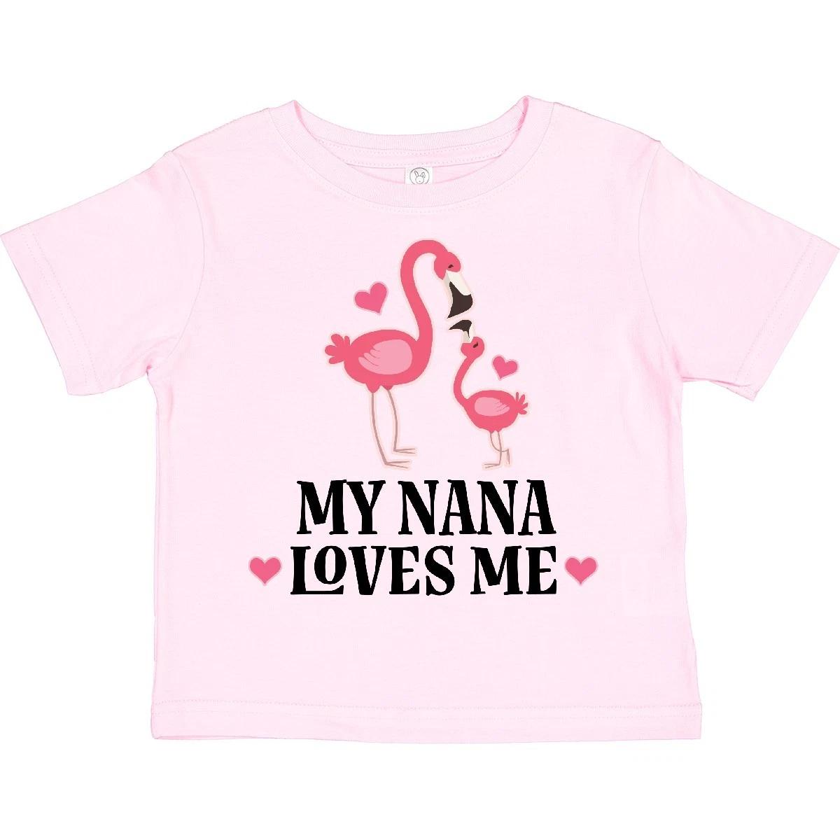 Inktastic Nana Loves Me Girl Flamingo Toddler T-Shirt Grandchild Grandkids Cute 100
