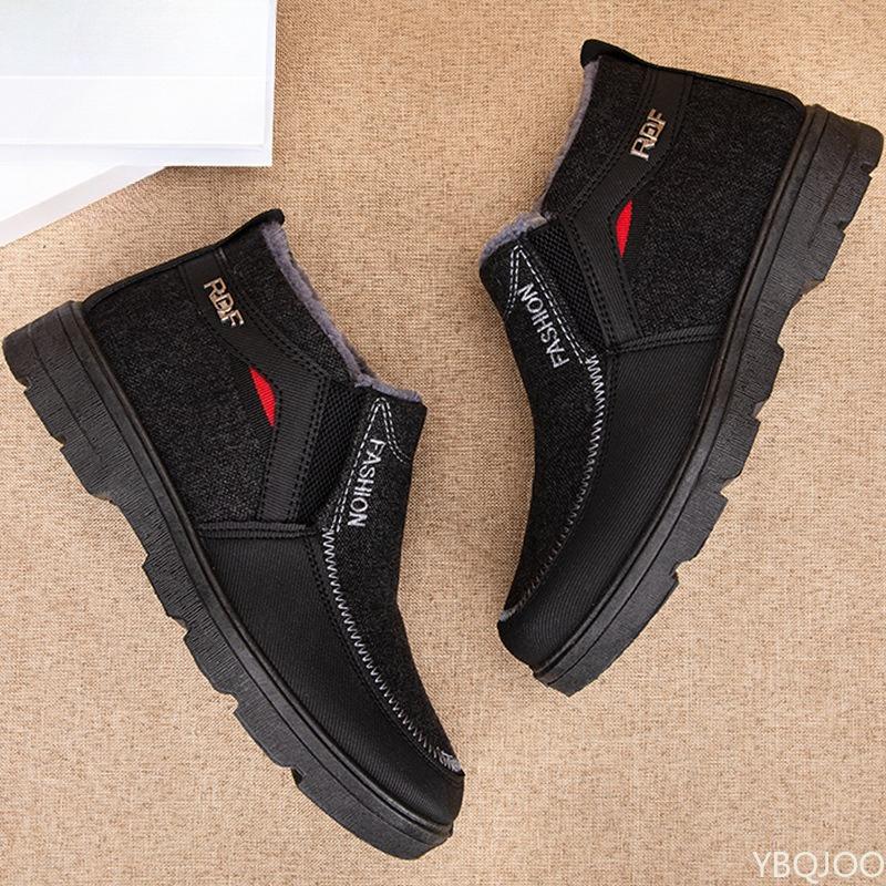 Fashionable Comfortable Cotton Boots Men Winter Plush Thick Soled Snow Boots Anti Slip Cold Resistant Men'S Shoes