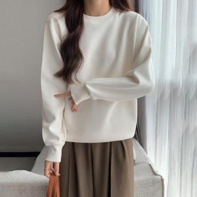 Warm Fleece Lined Sweatshirt for Women Loose Fit Crewneck Pullover Long Sleeve Casual Fall Clothes