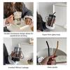 450 ml Strohhalm-Kaffeetasse aus Glas mit Deckel und Griff, Trinkbecher, transparenter Fruchtsaftbecher, Isolierglas für Büro und Zuhause