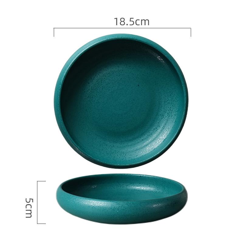 Round Ceramic Fruit Salad Plate Soup Basin 7 Inch Ramen Bowl Home Kitchen Retro Tableware Cooking Plate Snack Bread Dessert Bowl