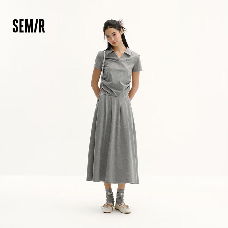 Semir Women's Pure Cotton Polo Shirt & Pleated Skirt Set