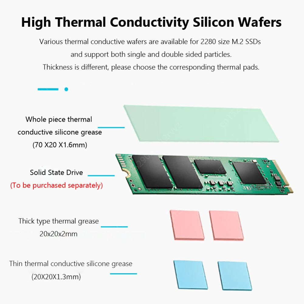 For PS5 Slim SSD Heatsink with Thermal Silicone Pads M.2 Heatsink SSD Cooler Heat Sink Radiator for 2280 M.2 NVMe SSD