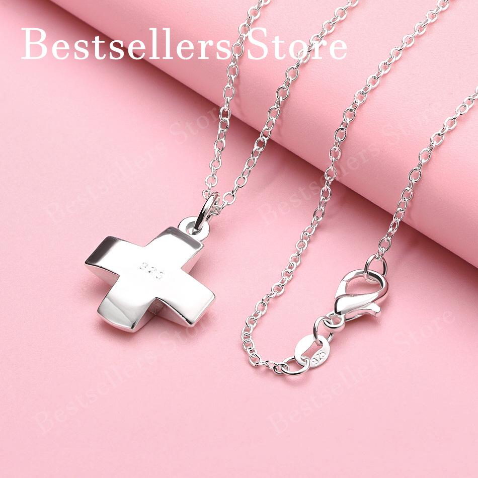 925 Sterling Silver 16-30 Inch Glossy Cross Pendant Necklace, Men's and Women's Hip-hop Accessories, Fashionable Jewelry