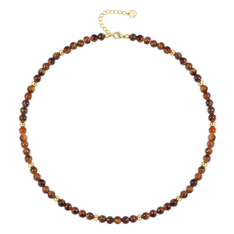 5mm Blue Turquoise Beads Necklace For Women Semi Precious Stone Charm Choker Neck Power  Summer