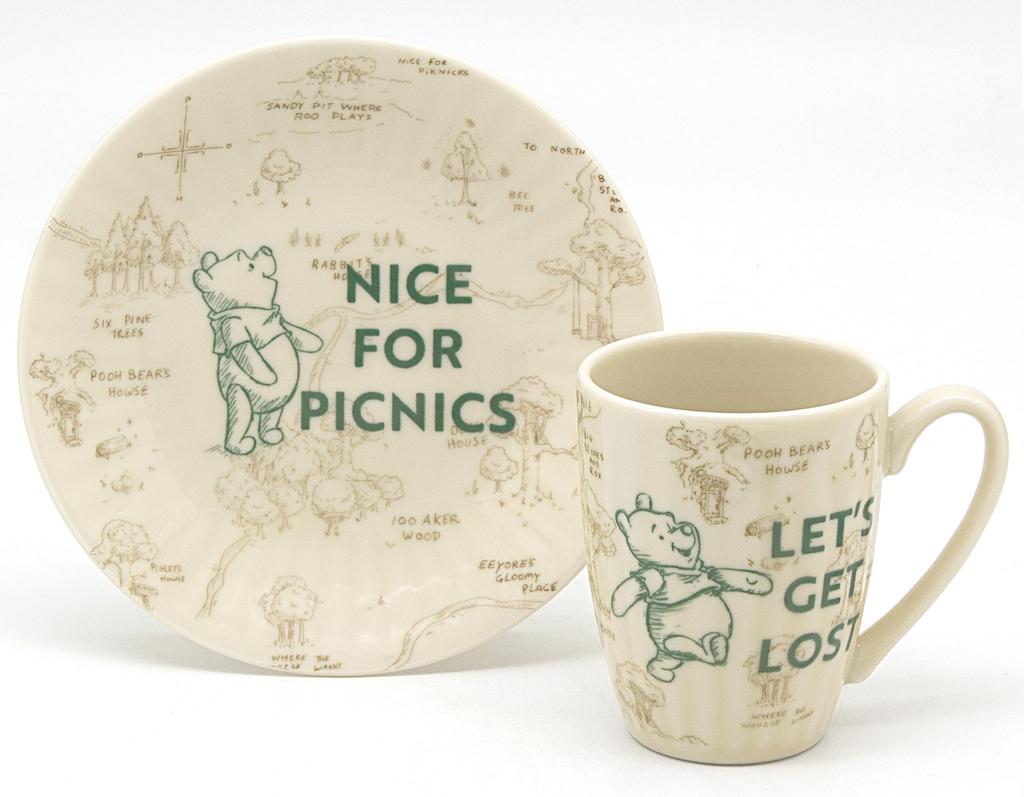 Disney the Plate and Mug Dishwasher and Microwave 100 Acre Picnic Tableware Made In "Winnie Pooh" (approx. 17cm) (approx. 280ml) - Safe, Set, Japan,