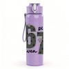 1PC Big 67 Number Retro Text Print 750ml Color Plastic Sports Water Bottle Leakproof Flip Straw Lid Suitable for Sports Office Home Use