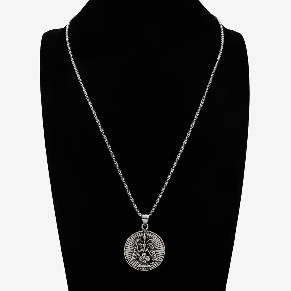 Retro Aged Thai Elephant God Fallen Angel Wings Pendant Men's Necklace