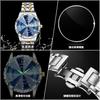 Men'S Business Fashion Round Dial Stainless Steel Quartz Luminous Watch Men'S Rhombus Glass Decorative Trend Watch