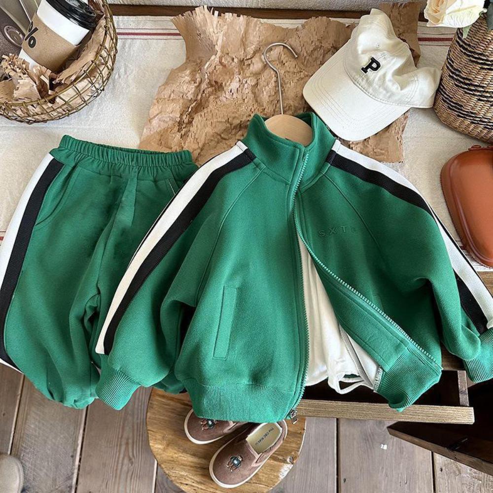 

Комплект детской одежды 3-8 лет Весна/Осень Новое поступление Брюки с длинным рукавом для мальчиков Повседневный спортивный комплект для девочек 130cm зелёный