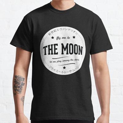 Summer Men Fashion Casual Shirts Short Sleeves Fly Me To The Moon Black Tees Oversized T-shirts