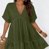 2026TEMU New Women's Summer Casual Deep V-neck Short-sleeved Loose Dress