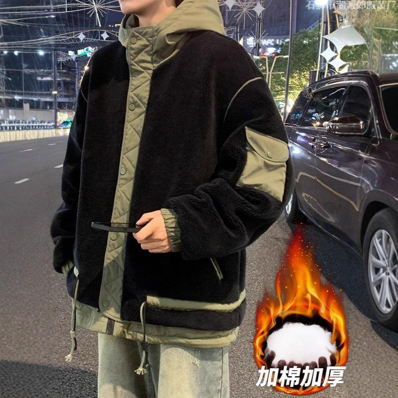 Exclusive for Lamb Wool Padded Coat Men's Winter 2026 Velvet Youth Padded Jacket Tooling Fleece Padded Jacket