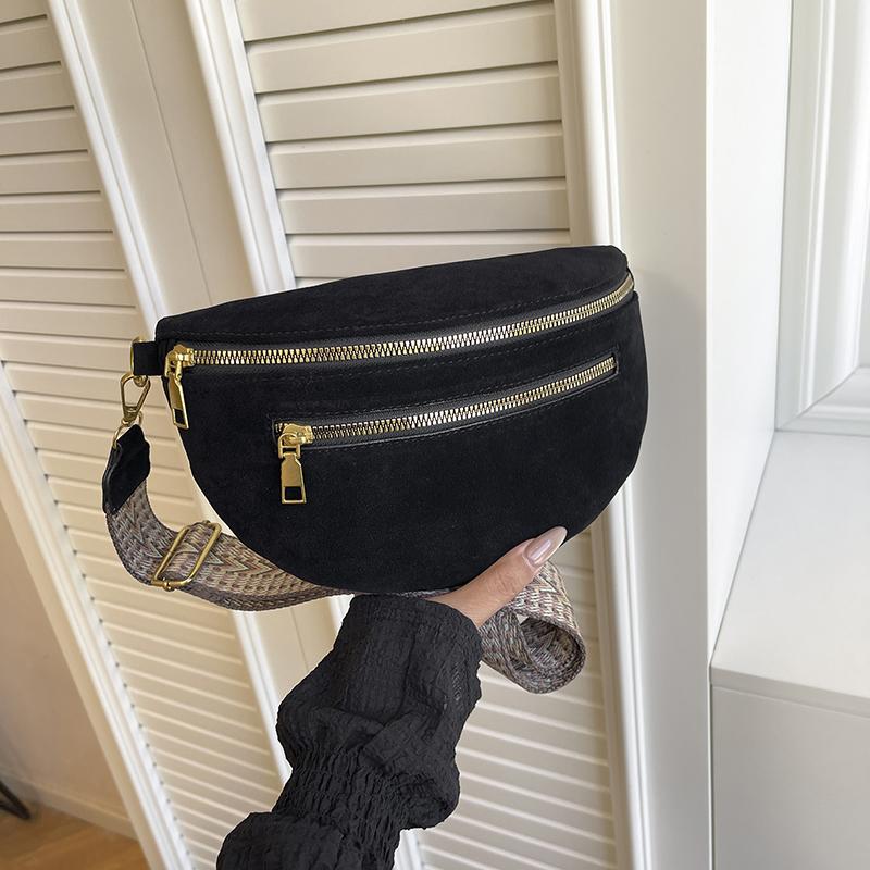 Fashion Simple Woman Waist Bag Suede Leather Chest Pack Luxury Belt Bag phone Purse Leisure Ladies Shoulder Crossbody Bags