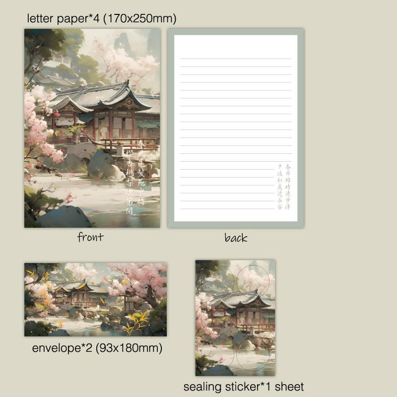 

Soft Pink Flower Envelopes Kit Pack Letter Writing Paper Set With Round Sealing Sticker Golden Wedding Invitation Envelope Girl Gift
