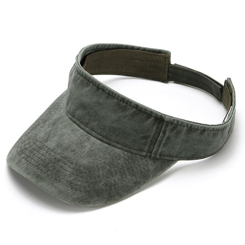 Unisex Wash Denim Embroidered Logo Visor Hat - Breathable Sun Protection for Sports