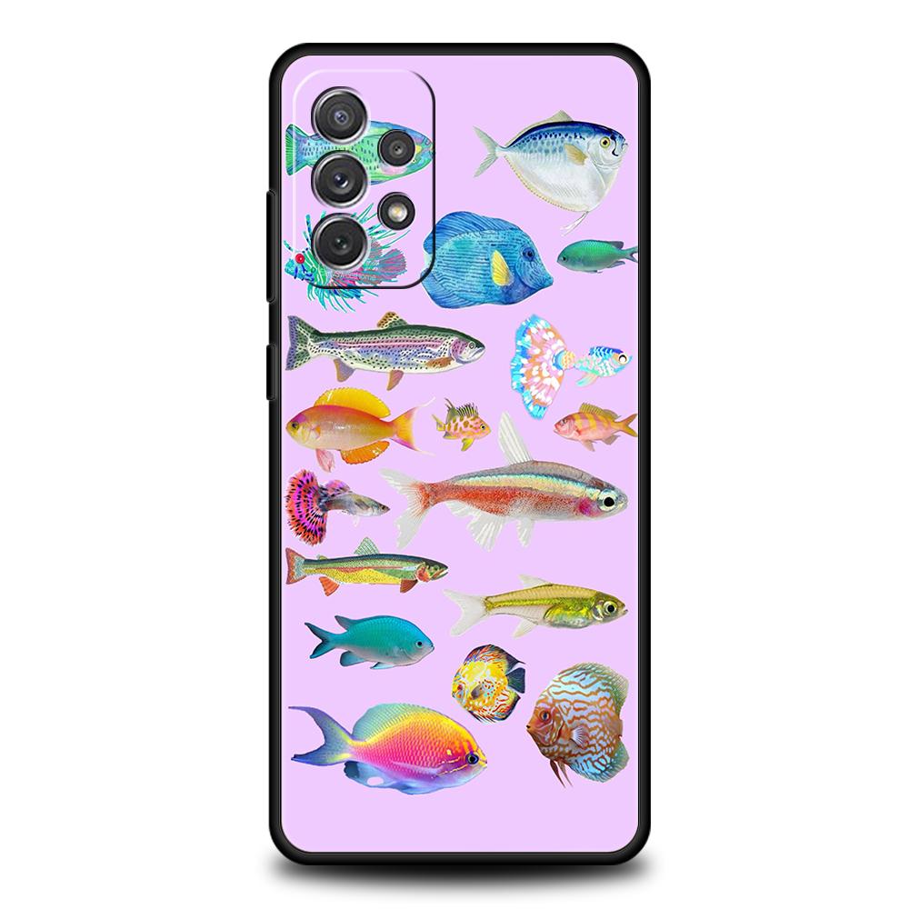 Phone Case For Samsung A15 A13 A35 A55 A51 A71 A41 A31 A21S A03S A05 A17 A23 A25 A33 A53 A73 5G A07 4G Cover Cartoon Cute Fish
